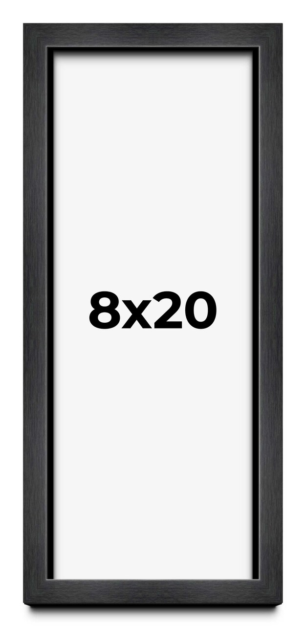 Panoramic Shadow Box 1" Depth Grey Picture Frame - UV Acrylic, Backing, Hanging Hardware